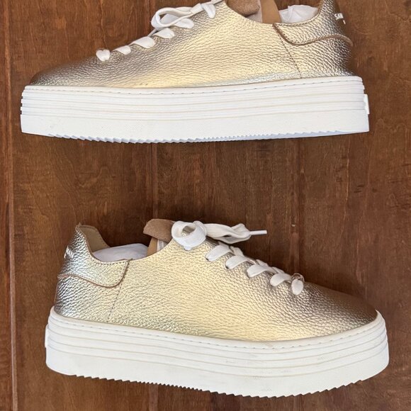 Sam Edelman Pipy Gold Platform Sneakers - Picture 3 of 10